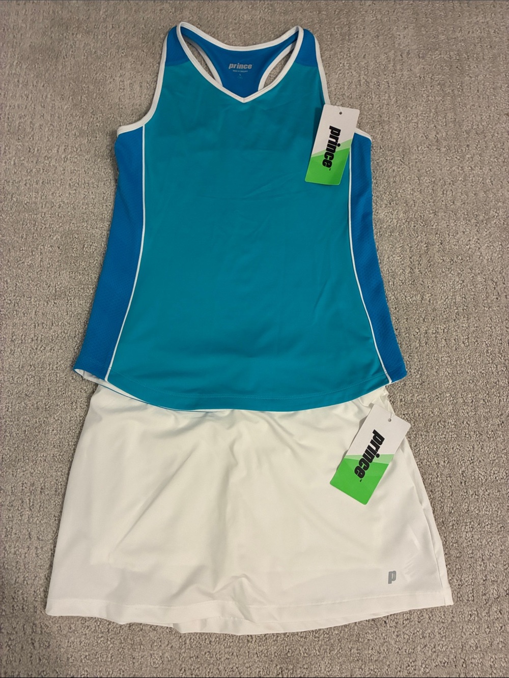 Prince Teal & White Girls' Athletic Tank and Skort Set